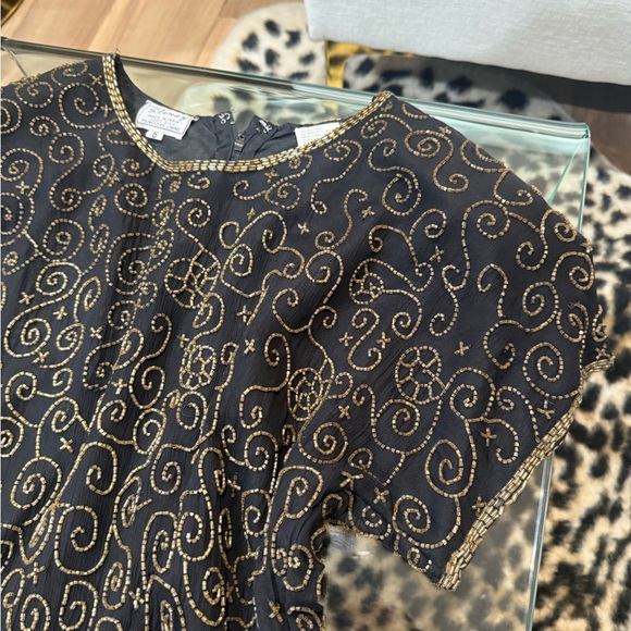 Vintage Sténay Beaded Silk Dress From India Size 6 - Picture 3 of 6